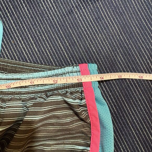 Nike Dri-FIT Running Shorts Women S Blue Striped Pink Trim Athletic Training Gym - Picture 7 of 9